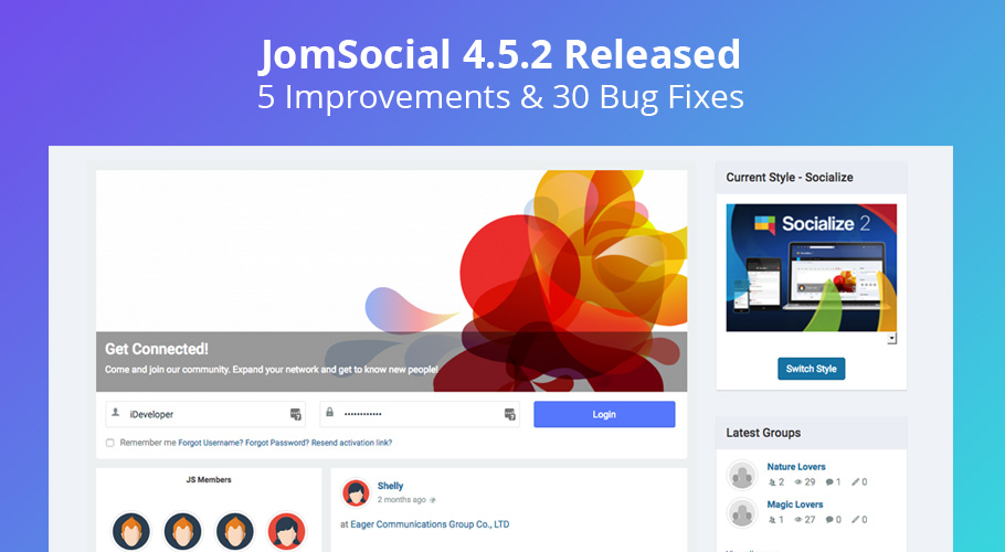 JomSocial 4.5.2 release for improvements and bug fixes